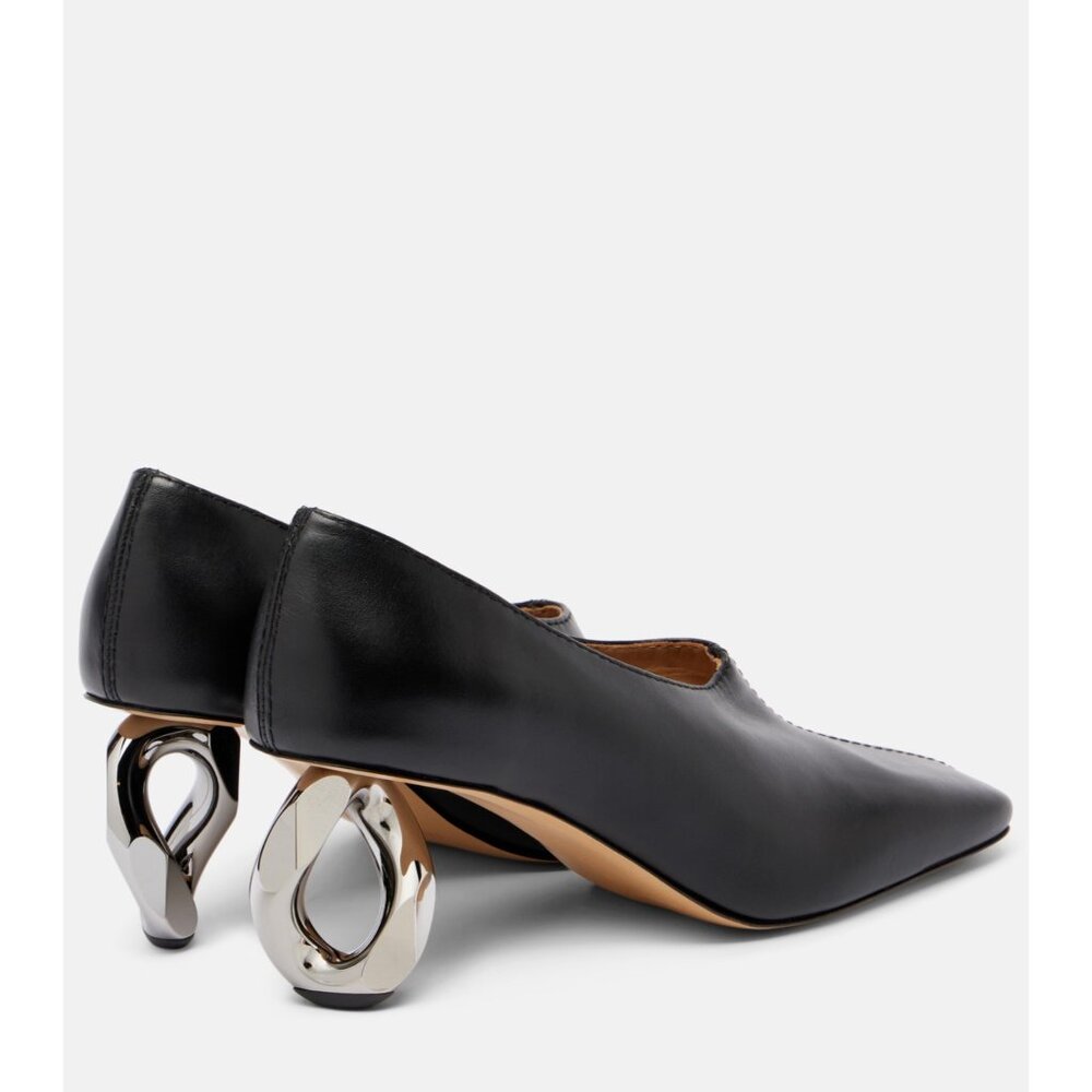 JW ANDERSON Chain 95 black leather pumps heels size 38 NEW